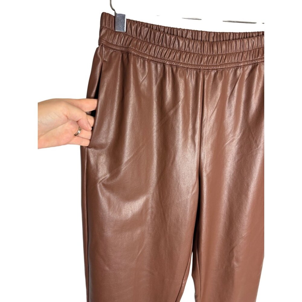 The Reset R Label High-Rise Vegan Leather Pant in Chestnut-sz Medium - Picture 9 of 11